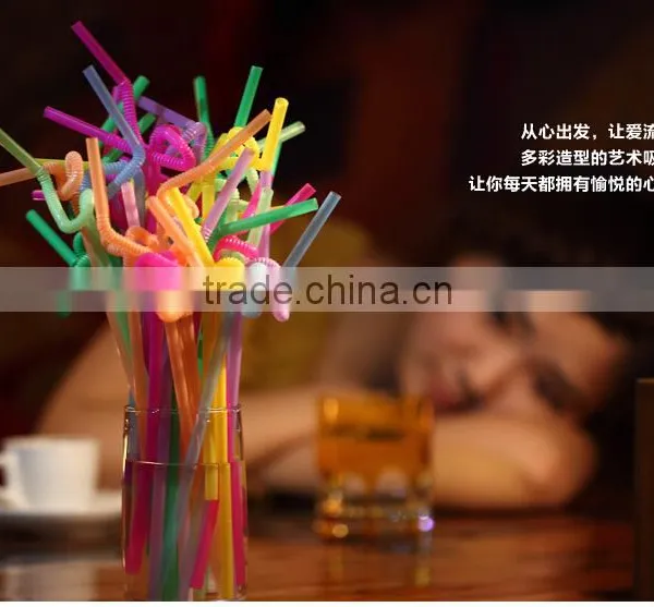 100pcs a Bag Flexible Colorful Plastic Drinking Straw photo-4