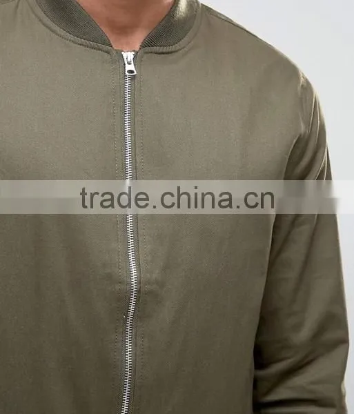 2017 Xinlan High Quality New Design Durable Ribbed Collar 100% Cotton Khaki Running Men Casual Jacket photo-3