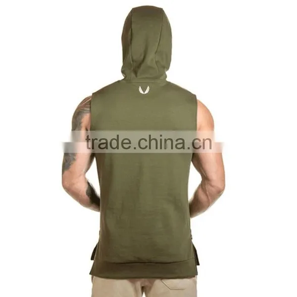 2016 Hooded Sleeveless Undershirt Cotton Sport Vest Waistcoat Sleeveless Tank Top Mens Fitness Hoodies Sweatshirts photo-3