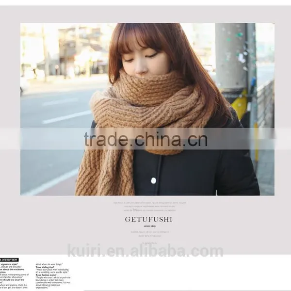 2016 Hot Sales Europe Style Yarn Scarf Female Winter Lovers Long Design Thickening Winter Thermal Knitted Solid Color Male photo-3