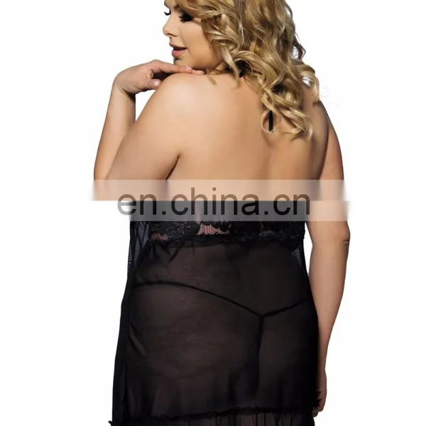 2017 New Hot Fat Women Plus Size Sexy Black Nighty photo-5