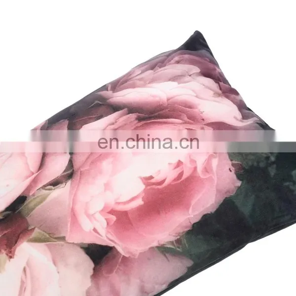 Wholesale 100% Polyester Velvet Beautiful Rose Flower Printed Online Backrest Cushion Cover Set for Wooden Sofa photo-5