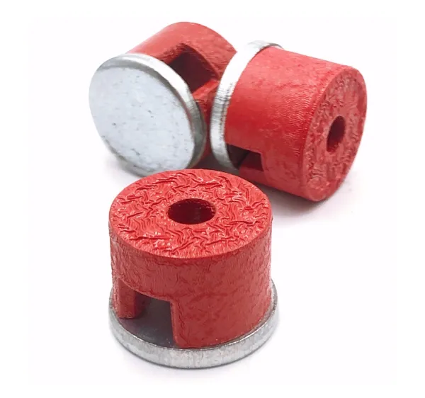 Red Painted Cast AlNiCo Shallow Pot Magnet With Threaded Hole photo-3