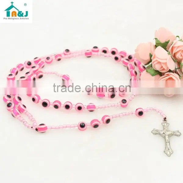 Hot Sale Religious Catholic Alloy Plastic Rosary Bead Necklace photo-4