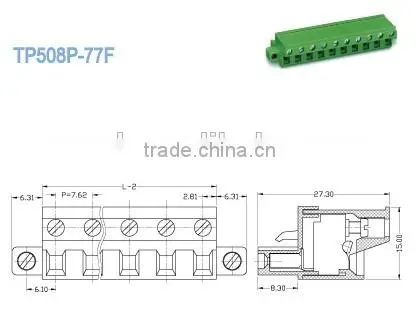 Termin Block Pitch 7.62mm Single Level Female Plug In Terminal Block Connector 300V 18A , 2P - 12P photo-2