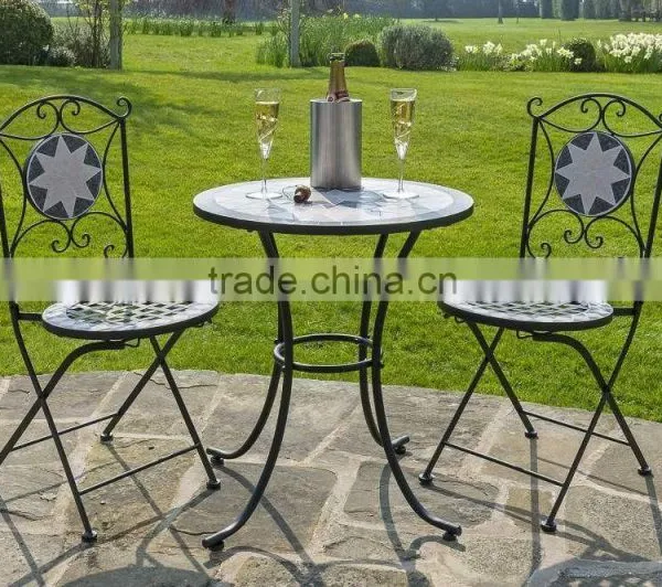 Mosaic Bistro Table With Two Folding Chairs Set photo-2