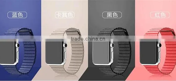 Genuine Leather Loop Straps For Apple Watch Leather Band With Adjustable Magnetic Closure Loop photo-3