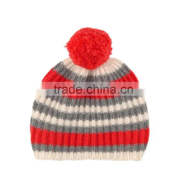Colorful Kids Hat With Red Pom Pom Beanie Hats Wholesale Quality Choice photo-2