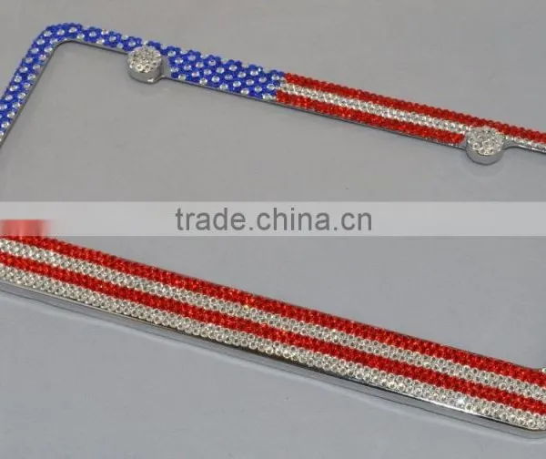 2015 USA Flag Bling Rhinestone License Plate Frame Wholesale photo-2