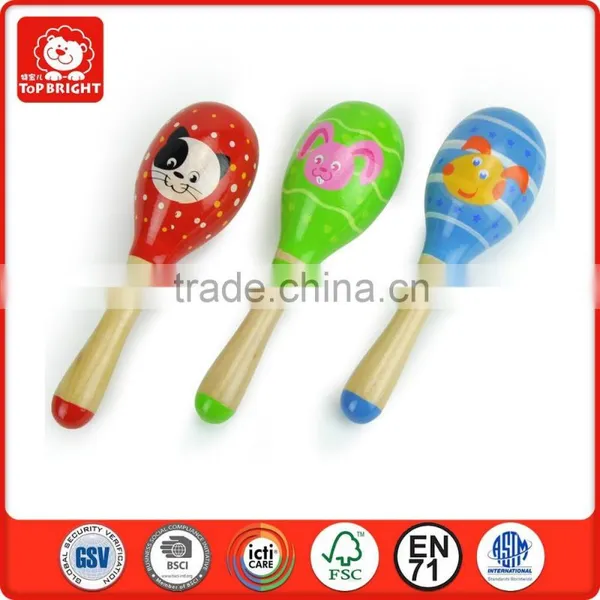 Small Children Cute Christmas Musical Toys Soft Voice Educational Learning Games Toys Wooden Pad Printing Maraca