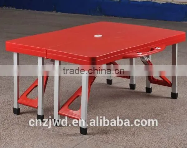 Outdoor Plastic Folding Picnic Table With 4 Seats Color Red photo-3