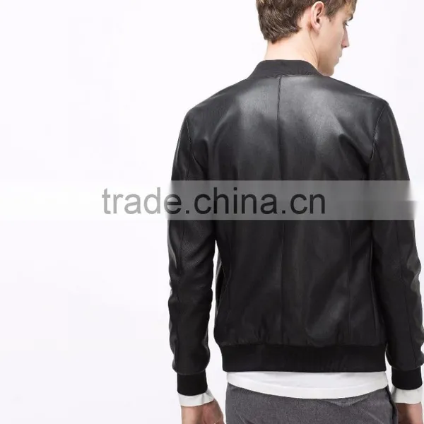 Plain Style With Nice Pockets Custom Man Fashion Leather Jacket photo-5