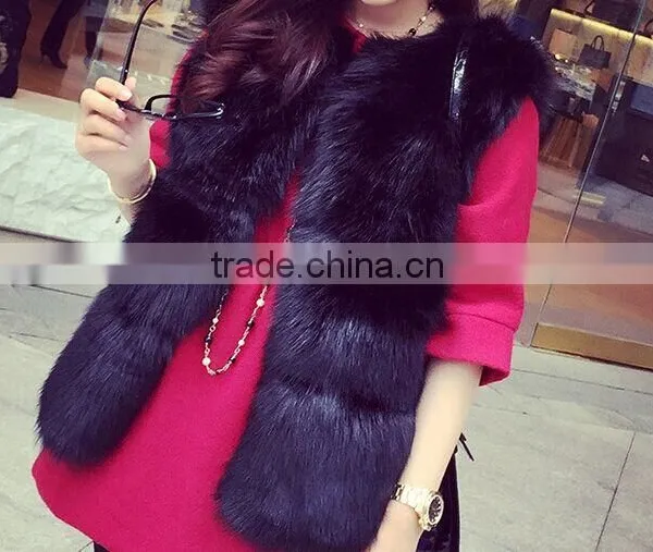 Fashion Woman Fox Fur Vest Without Collar photo-4