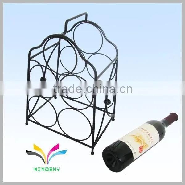 4 Tier Black Flooring Collapsible Sturdy Wire Metal Display Rack for Wine Bottles photo-4