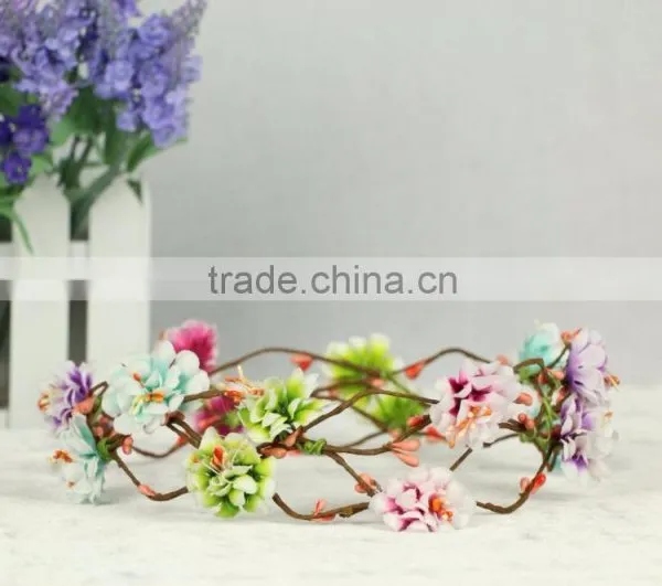 Hot Sale Artificial Flowers Handmade Head Wreath for Wedding Bridal Headdress and Girls Summer Holiday