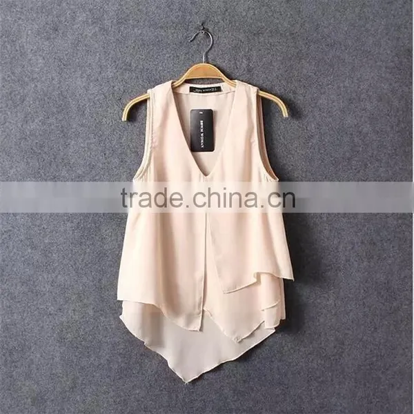 Concise Design Plain Color Elegant Design Chiffon Fabric Beach Tunic photo-2