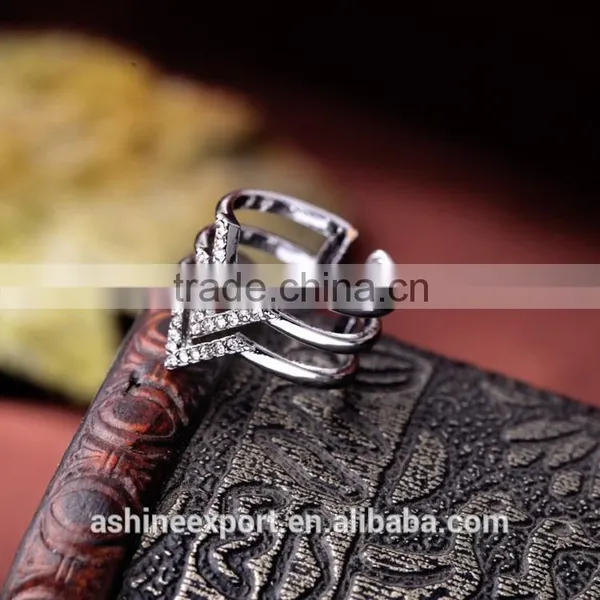 2015 China Cheap Wholesale Fashion Three Layered Crystal Ring Silver & Gold Ring- 2 Colors photo-6