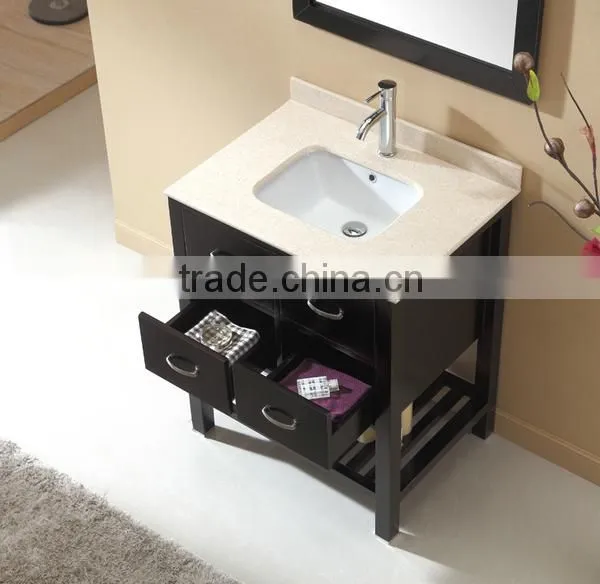 Modern Classic Design Bathroom Furniture Single Basin Cabinet Oak Wood Wash Basin Vanity No.3201A photo-4