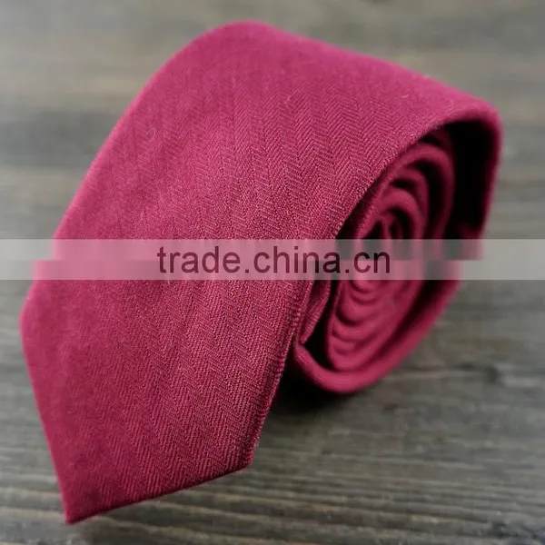 Wool Blend Downtown Solid Burgundy Tie photo-2