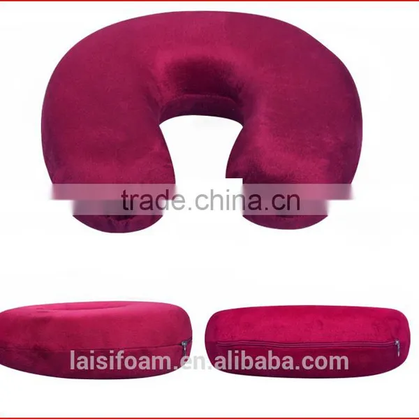 100% Polyerter U Shape Pillow Super Soft Fabric Neck Massage Pillow LS-U-023-D Travel Foam Pillow