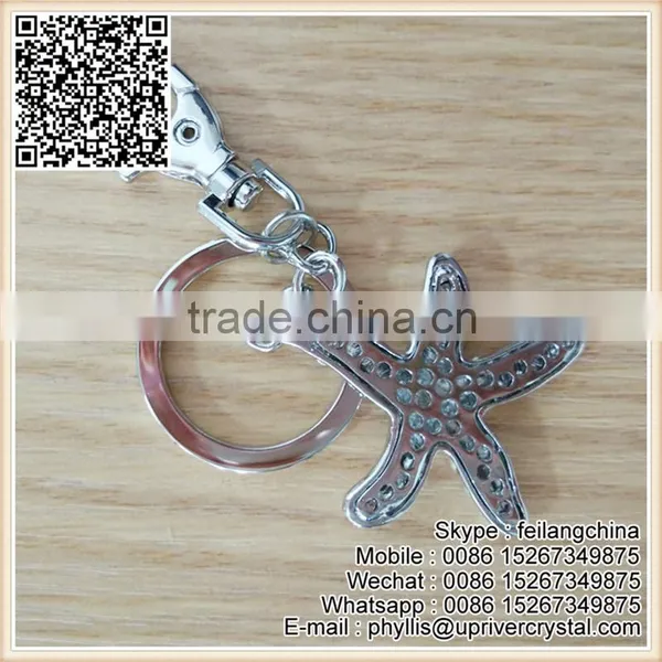 Pretty Blue Starfish Keychain Star Key Ring photo-3