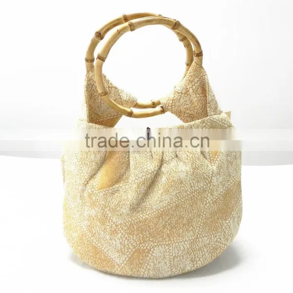 New Comfortabl Material Ladies Handbag With Bamboo Handle photo-5