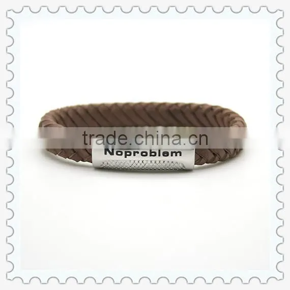 Noproblem P081 Stainless Steel 2015 Fashion Friendship Infinity Wristband Leather Bracelet photo-2
