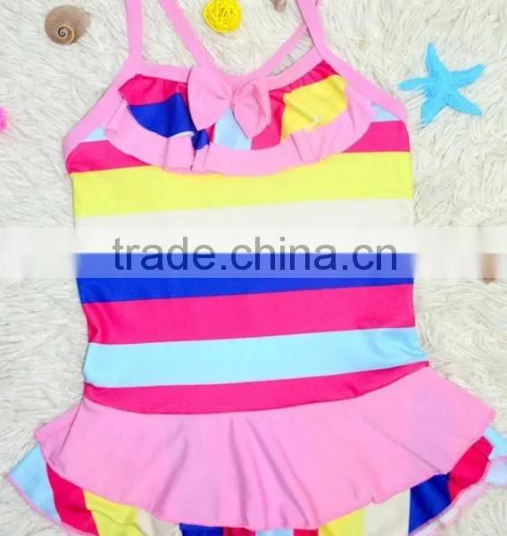 Stock 4 Colors (6-10 Years Old) Colorful One Size Girls Children Swimwear 2015 photo-2
