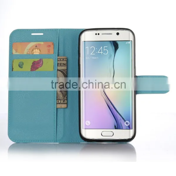 Hot Selling Ultra Thin Lichee PU Leather Case Wallet Folio Flip Cover for Samsung GALAXY S7 Edge photo-4