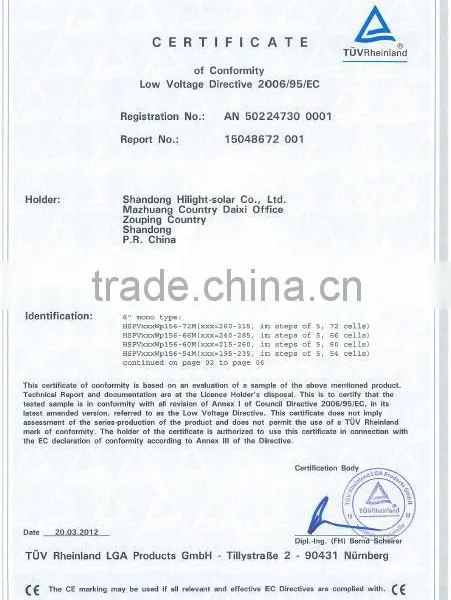 300w Zonnepanelen IEC61215,IEC61730,TUV,CEC,CE,ISO9001 Approved photo-5