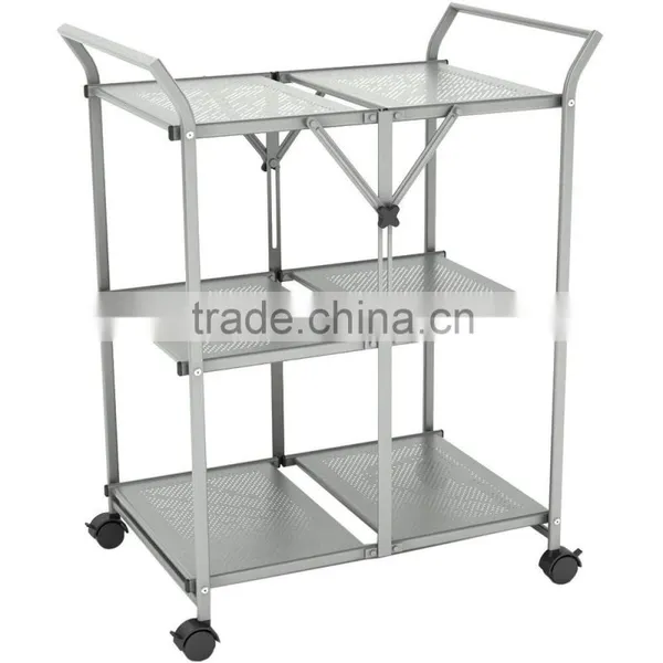 Icegreen Stainless Steel Powder Coated Three Shelf Folding Utility Cart photo-3