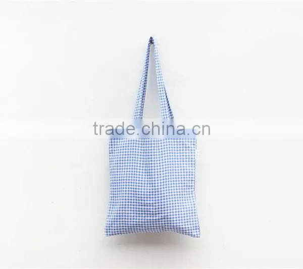 Blue Plaid Zipper Canvas Handbag,canvas Bag photo-4