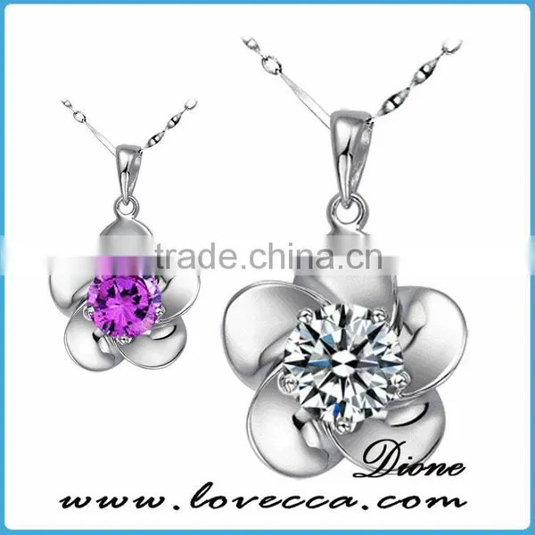 Wholesale 2016 Hot Round Pendant With Purple Zircon Stone Sterling 925 Silver Necklace photo-3
