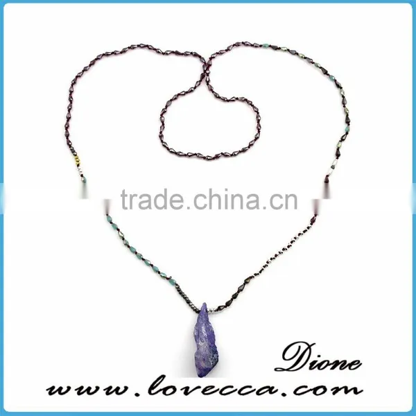 Colorful Tassel Necklace With Wooden Beads Gemstone Amulet Pendant Jewelry photo-2