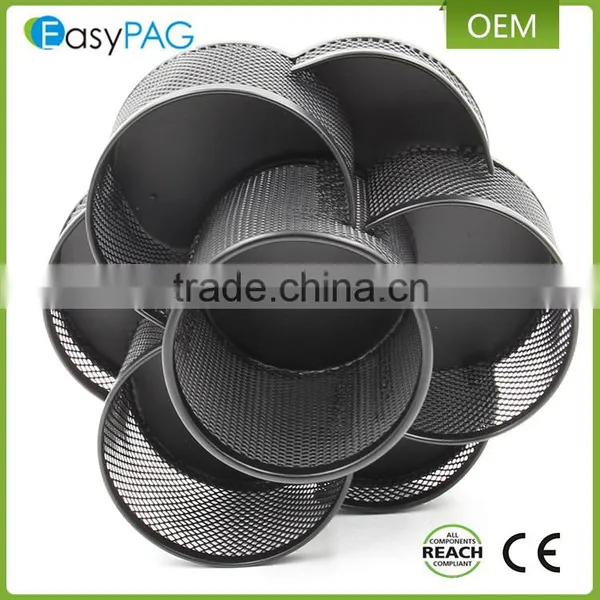 China Factory Made Desktop Fancy Custom Rotating Metal Mesh Pen Holder photo-3