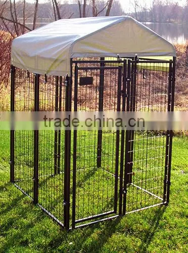 Wire Tube Welded Black Color Coated Dog Enclosure Movable Triple Dog Kennel With Roof photo-2