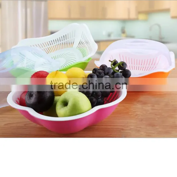 Fruit And Vegetable Drainer Basket With Lid , Plastic Drain Basket photo-2