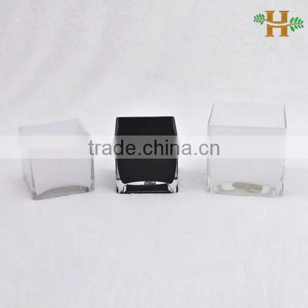 High Quality Black and White Square Glass Vases photo-2
