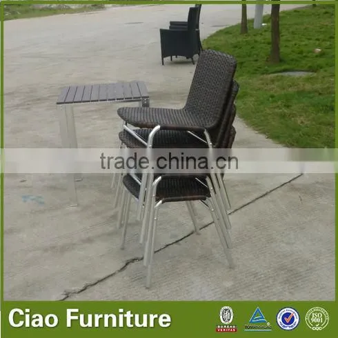Stackable Rattan Dining Side Table and Chairs photo-2
