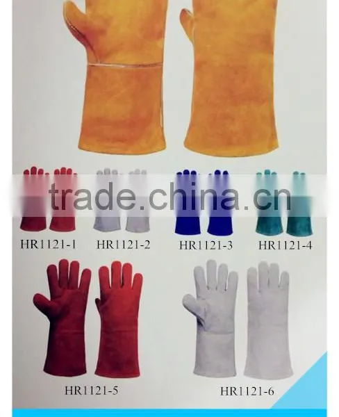Long-Cuff Cowhide Split Leather Stick Gloves Welding Welder Grill Lined Working Gloves With CE Certificate photo-2