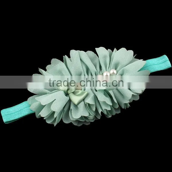 Hot Cutting Fabric Flower Headband With Pearl Center for Kids Hair Accessories photo-5