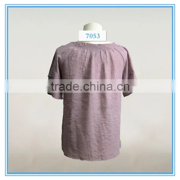 Ladies Latest Fashion Design Blouses And Tops Tie Front Open Embroidery Design photo-2
