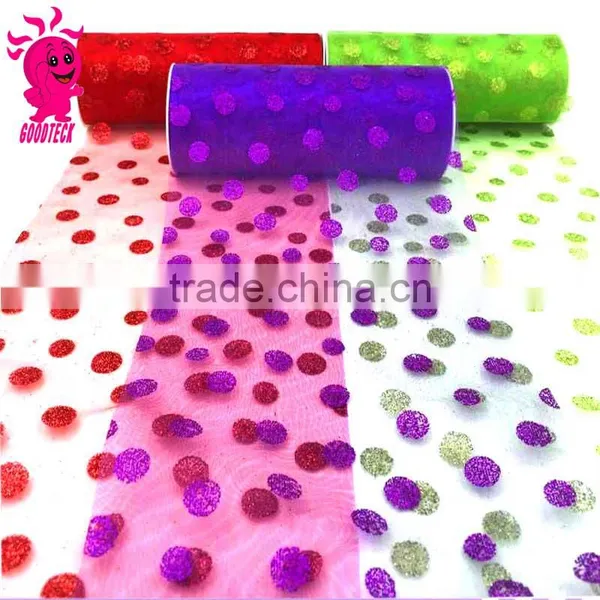 Printed Flowers Organza Tulle Roll Fabric Wedding Gift Bow Craft Flower Packing & DIY