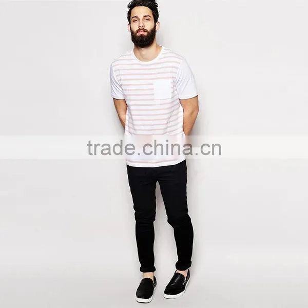 2015 HOYUGO Relaxed Fit Stripe Men's t Shirt With Front Pocket photo-4