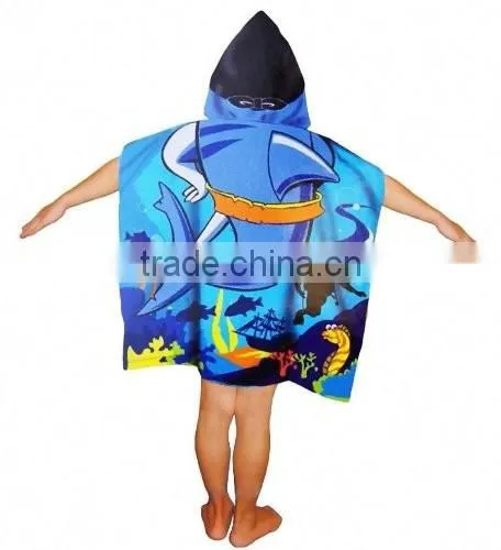 Adults and Childrens Hooded Poncho Beach Robe Towelling Velour Printing photo-3