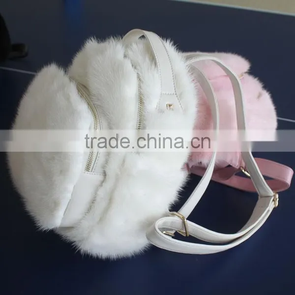 Myfur Luxury Real Mink Fur Lady Backpack Handbag Leather Bag Wholesale photo-6