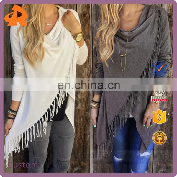 2017 latest fashion women's midi slim classic cardigan coat with tassel slash