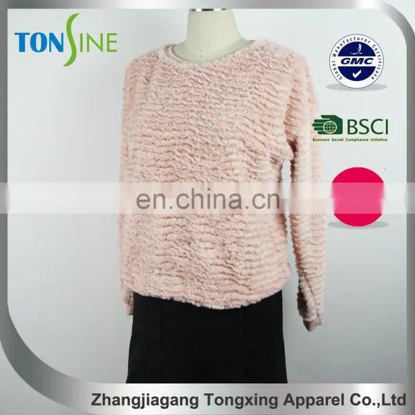 Women's Long Sleeve Pink Maomao Pullovers photo-3
