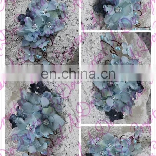 Aidocrystal Classic Blue Flower Hair Pins With Crystal Hair Accessories,floral Tiaras,princess Hair Clip photo-3