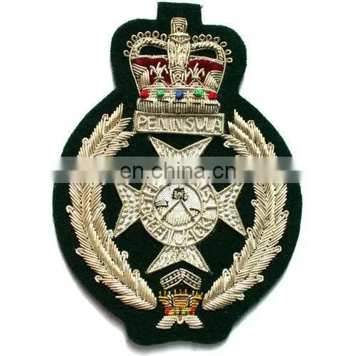 Royal Army Military Silver Bullion Badge, Hand Embroidered Bullion Badge, Handmade Embroidery Bullion Badge, Patch